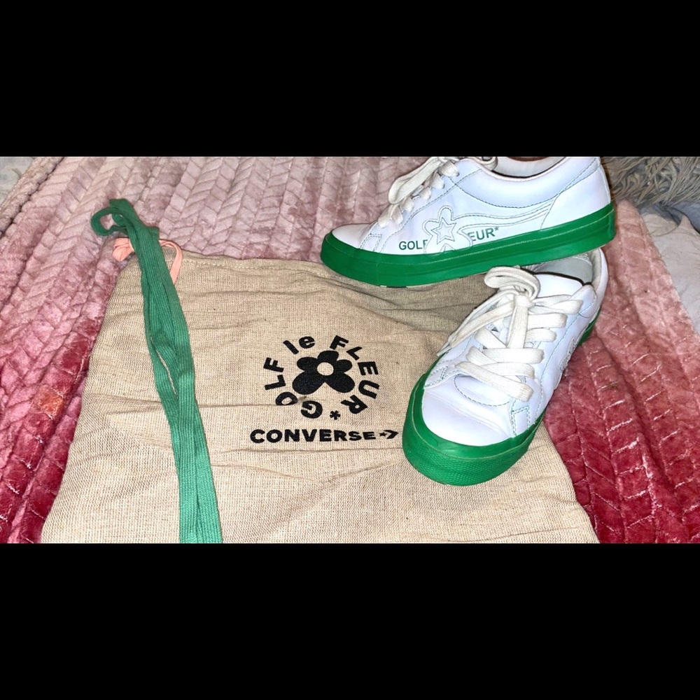 Converse One Star OX Golf Le Fleur Color Block Pack Sneakers in White/Green
